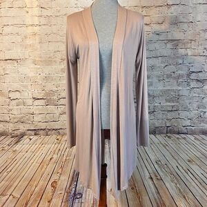 Zenana Outfitters Womens Cardigan Sweater Open Front Longline Mocha Size Medium